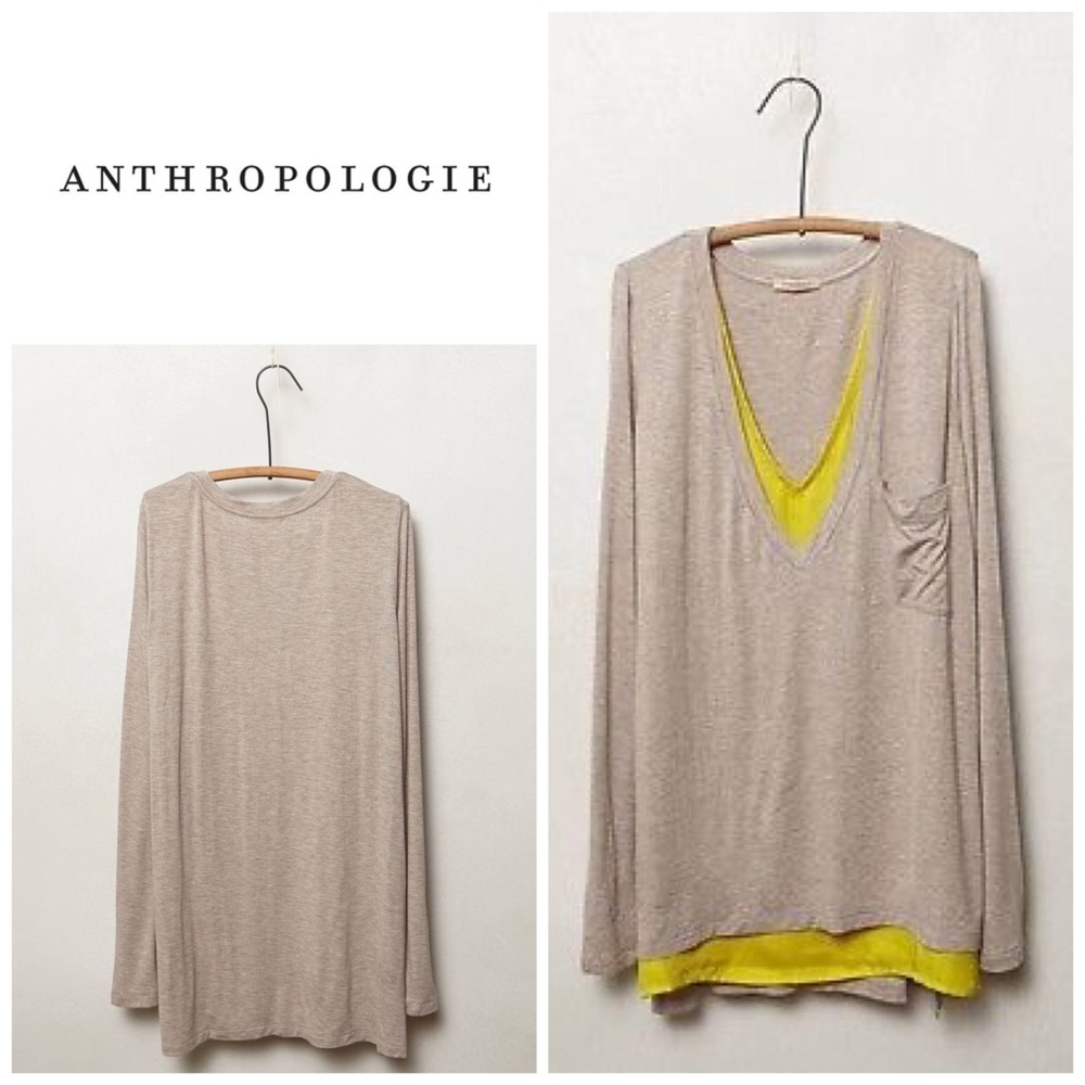Anthropologie Layered V-neck long sleeve top